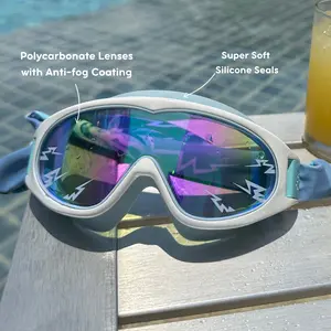 Marckids Kids Swimming Goggles - Anti-Fog UV Protection, Wide Frame for Broad Vision, Comfortable Headband Design, Tangle-Free, Durable Shatterproof Lens, Perfect for Summer Swimming Beach & Pool (Multiple Colors)