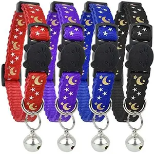4-Pack Stars and Moon Cat Collar with Bell