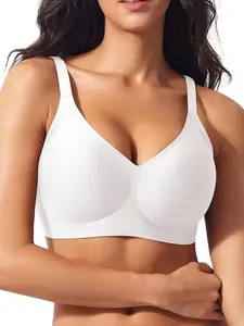 EssElegance Women's Wireless Deep V PlungePush Up Support with Back Smoothing Sides. Breathable Seamless Lingerie with Wide Adjustable Straps for All-Day Comfort. womens full coverage comfortable everyday plus size ajustador hsia joan sof One-Piece