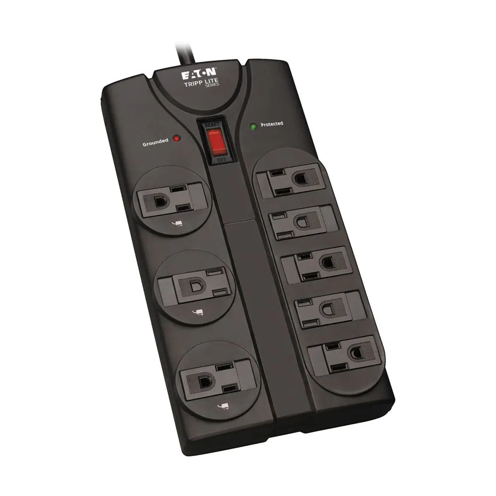 Eaton TLP808B 8-Outlet Surge Protector, 8 ft. (2.43 m) Cord, 1440 Joules, Black Housing
