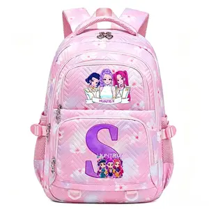 2026 New K-Pop Cartoon Girls Backpack - Pink Floral Princess Print Kids School Book Bag, Large Capacity Padded Lightweight Daypack, Shoulder Pressure-Relieving Cute Gift for Little Girls