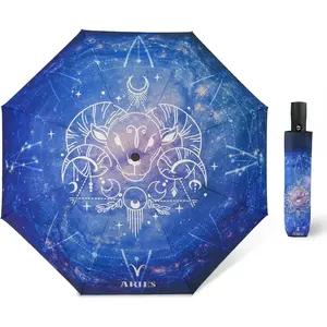 Automatic Compact Umbrella Constellations - Folding Windproof Rain Umbrellas Travel Lightweight Sturdy  Portable Umbrella for Women Girls