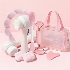 8-Piece Beauty Tool Set, Professional Facial Tools, Facial Care Tools, Massage Kit, Waterproof Storage Bag, Roller Massager & Scraping Board, Silicone Mask Brush