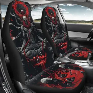 Gothic Skeleton Dark Meditation Horror Art Car Seat Cover, Durable Polyester Car Seat Protector, Universal Car Interior Accessories for Front & Rear Seats, Seat Protectors Cushion