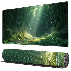BHJLAXR Bamboo Forest Pattern Mouse Pad, 1 Count Rectangle Gaming Mouse Pad, Office Keyboard Pad, Non-Slip Mouse Pad, Desk Keyboard Mat for Home Office Game