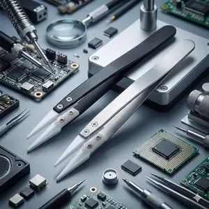 High-Precision Stainless Steel Ceramic Tweezers: Anti-Magnetic, Anti-Static, Heat-Resistant, Non-Conductive. Ideal for Electronics Repair, PCB Soldering, Watchmaking, Jewelry Crafting, Lab Work, DIY Projects & Nail Art. Essential Precision Tool.