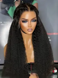 26 Inch Long Soft Yaki Straight Hair Lace Front Wig, Pre-Combed Baby Hair, Suitable for Women Daily Use, 13x4x1