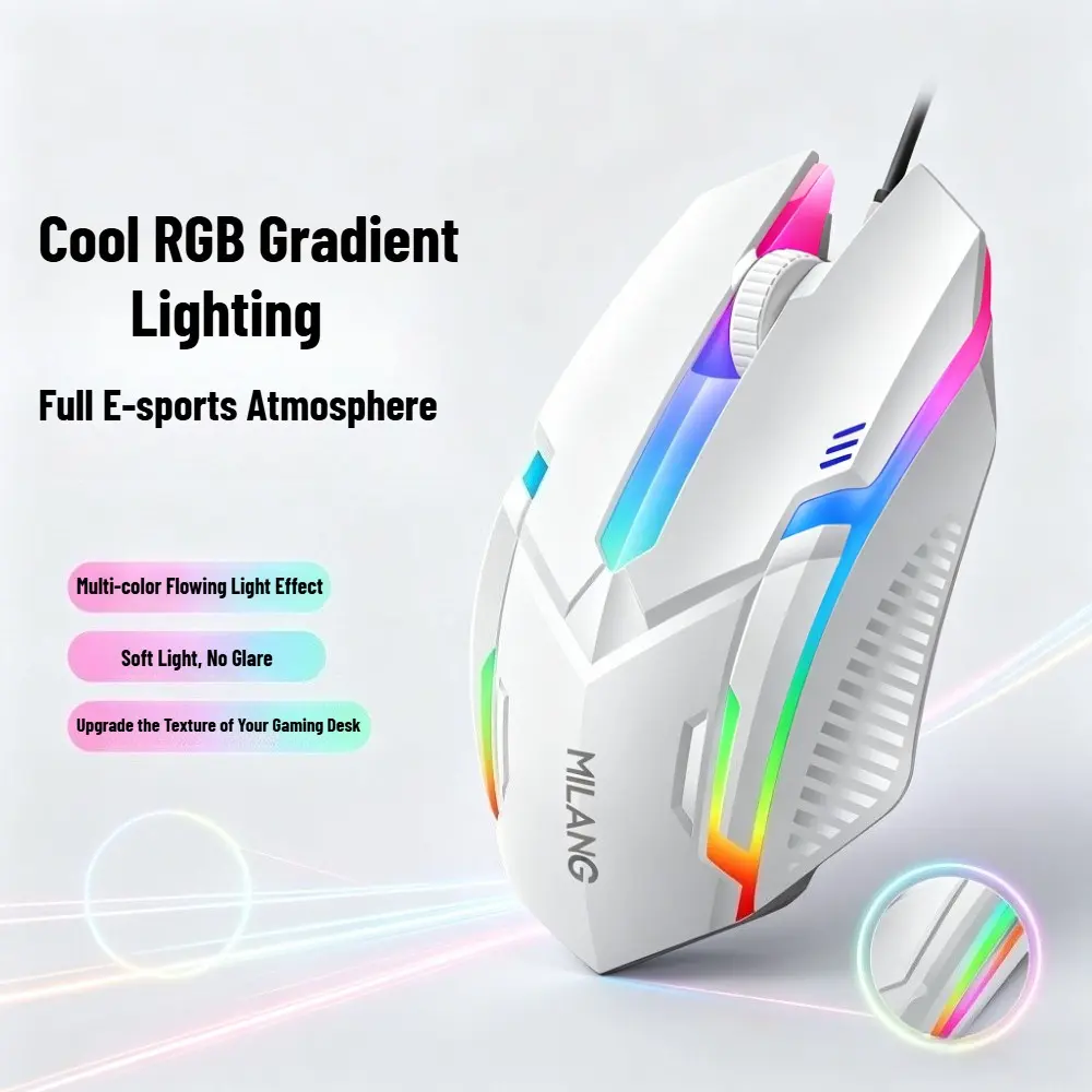1pc Wired Gaming Mouse - Gradient Flowing Design, Ergonomic Anti-Slip Grip, USB Plug-and-Play, Compatible with Laptops and Desktops for Gamers' Indoor Recreation Use