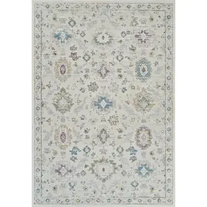 5' X 8' Cream and Beige Abstract Distressed Area Rug