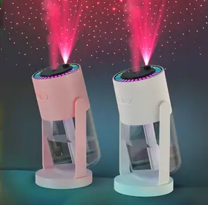 2 in 1 Air Humidifier and Projector, Portable Volcano Humidifier, Car Air Diffuser, Colorful Stimulated Flame Essential Oil Diffuser