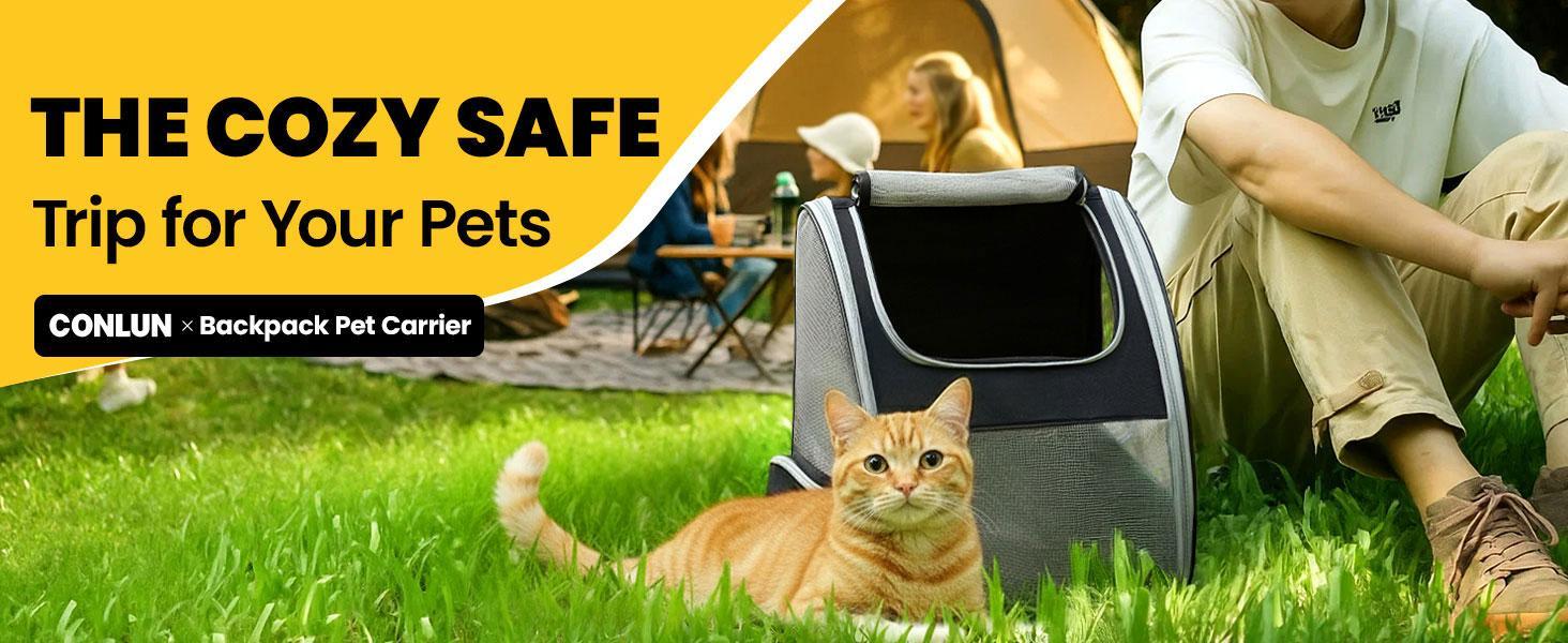 Cat Backpack Carrier for Small Dogs and Cats Fit Up to 15 Lbs,Small Dog Backpack, Foldable with 3-Side Mesh Windows, Pet Carrier for Travel & Hiking FriendlyGray