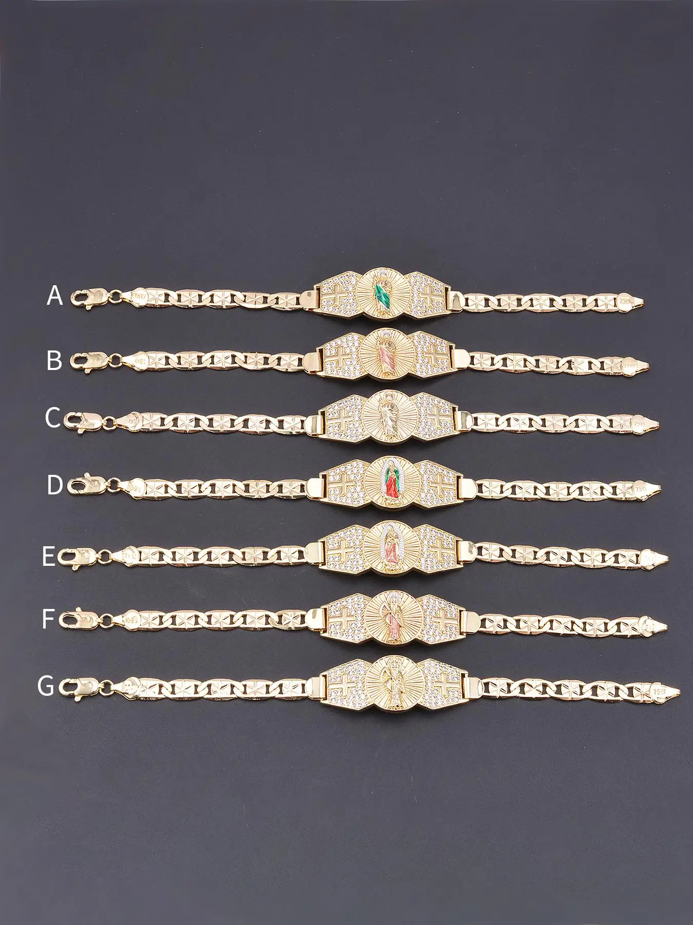 Fashion Rhinestone Decorated Link Bracelet, Fashion Guadalupe, Reaper, Saint Juda Engraving Religion Jewelry for Party, Daily Decor, Trendy All-match