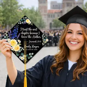 Personalized Christian Graduation Cap Topper, Bible Verse Grad Cap Decor, Graduation Hat Decor, Custom Senior Cap Topper, Class Of 2026 Gift