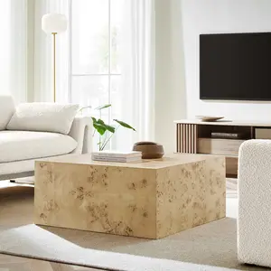 Modway Cosmos 36" Square Burl Wood Coffee Table in Natural Burl