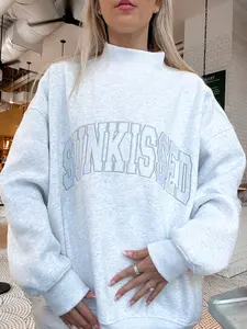 Sunkissed Collegiate Embroider Oversized Mockneck Sweatshirt