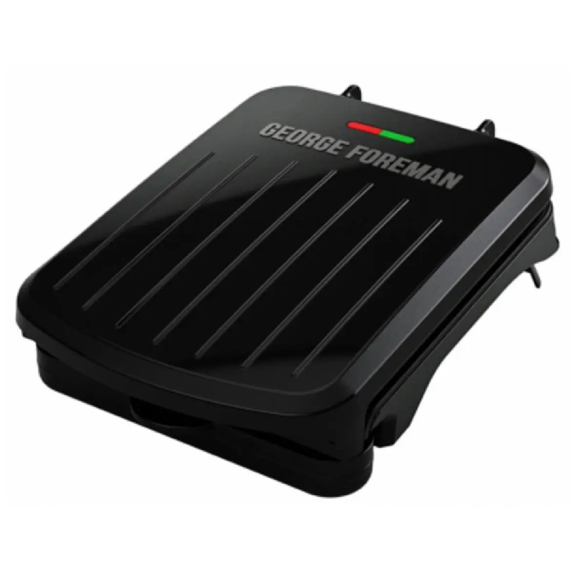 George Foreman 100459 Indoor Electric Grill - 2-Serving Classic Plate, Black Panini Press, Adjustable Cooking Angle (Applica & Spectrum Associated) for Steak, Chicken, Burgers, Veggies