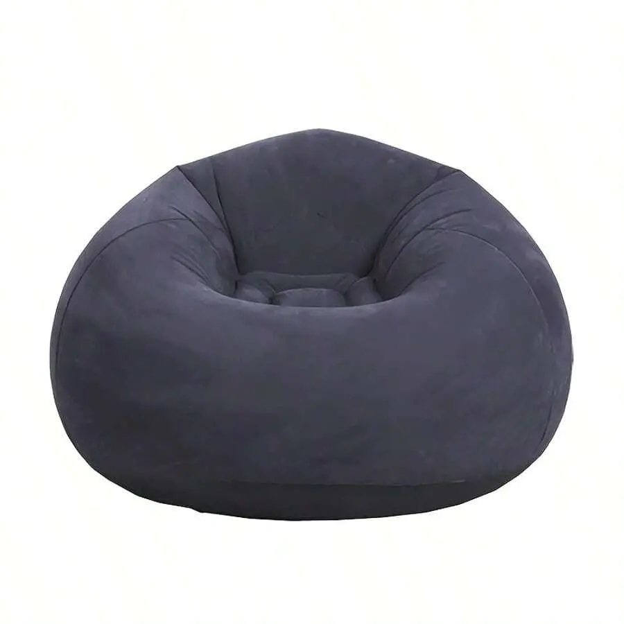 TAIMASI TAIMASI 1pc Flocking Beanless Inflatable Lounge Chair - Multifunctional Portable Sofa With Round Single Seat Design - Ideal For Living Room, Office Lunch Break, Outdoor Picnic, Camping, And Relaxation Rosy Gray Purplish Blue