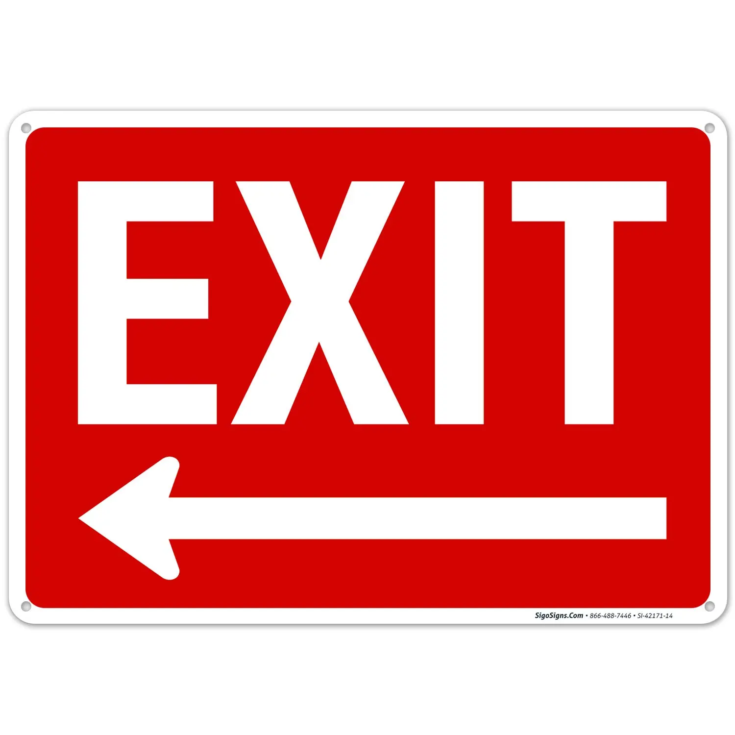 Left Arrow Exit Sign, 10x14 In Aluminum Home Signs, Rust-Free .040 Aluminum, Fade-Resistant, Made in USA