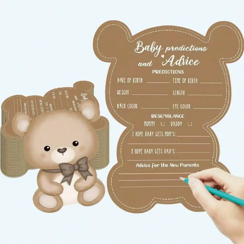 25 Teddy Bear Babe Shower Game Set, Gender Neutral Prediction Cards, Babe Shower Decorations, Party Activity Supplies, Party Favors, Party Gifts