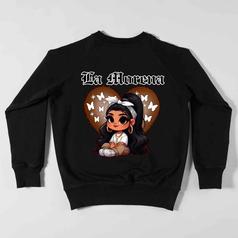 La morena Tshirt, chicana chola Shirt Sweatshirt Hoodie brown old school backdrop Unisex Tee