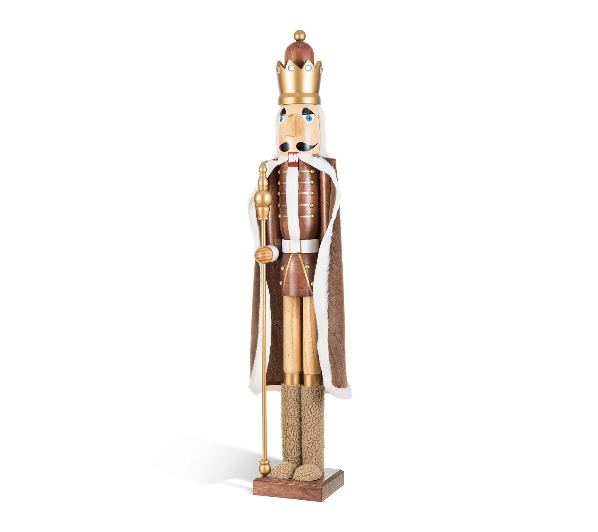 Glitzhome 42"H Wooden Christmas Natural King Nutcracker