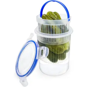 Pickle Jar 24 oz pickle container with strainer Pickle Holder Keeper Lifter, pickle storage container pickle strainer, Flip Jar with Leak Proof and Lock It Lid