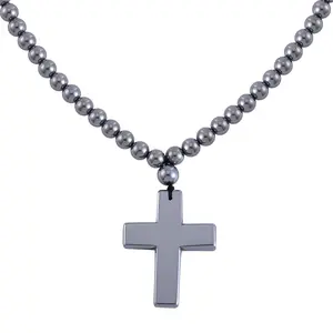 Shop LC Terahertz 925 Sterling Silver Rhodium Plated Beaded Cross Charm Pendant Beaded Necklace size 20" Ct 136.12 Catholic Faith Christian Religious Birthday Jewelry Birthday Gifts for Women