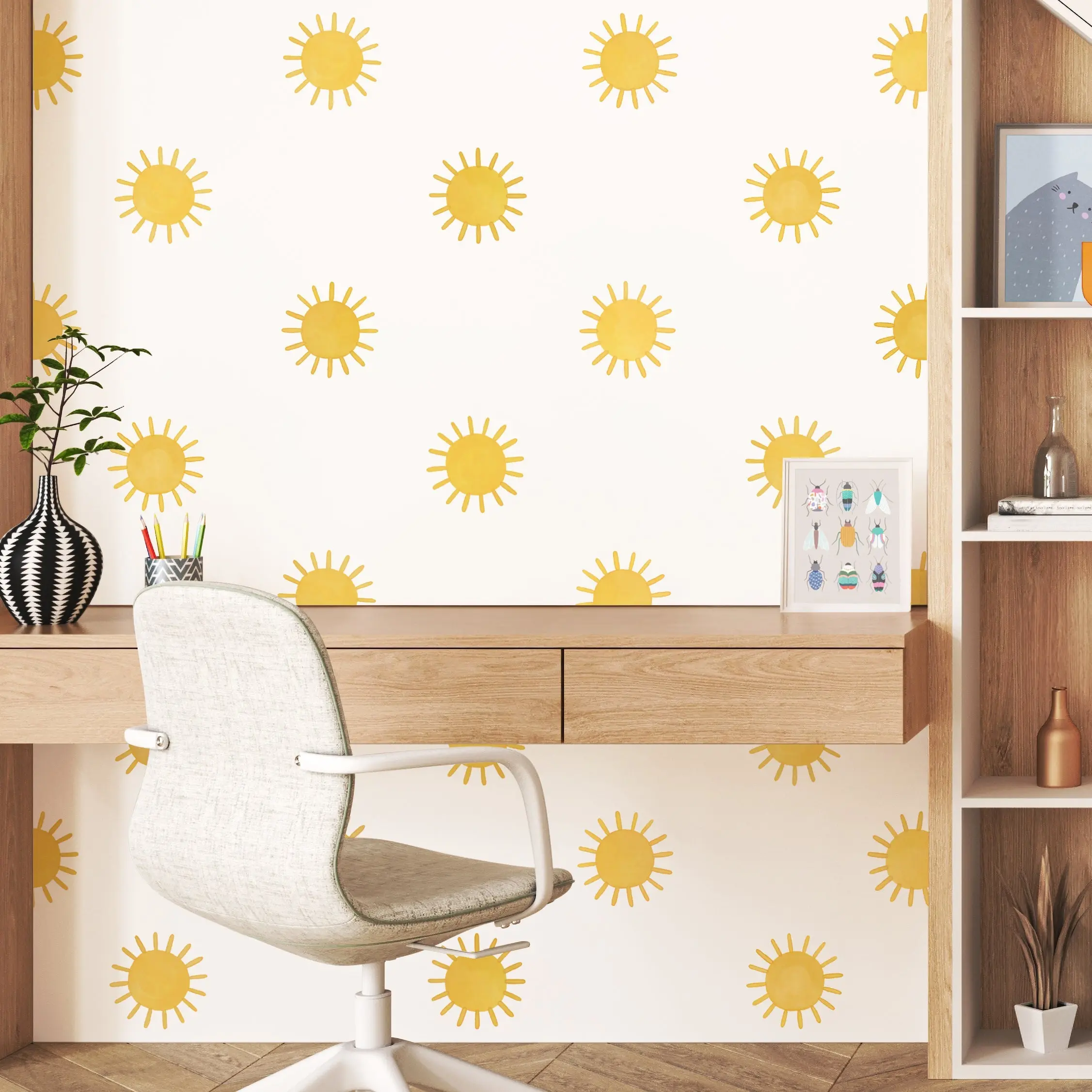 Sun Wall Decals - Removable & Reusable Fabric Wall Stickers