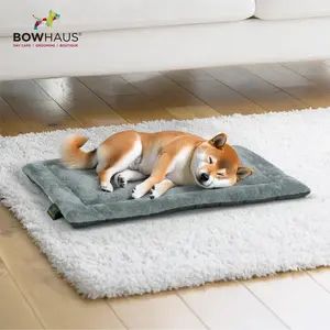 BOWHAUS Machine-Washable Fluffy Dog Bed for Kennel, Soft Crate Mat with Non-Slip Bottom, Cozy Pet Pad for Sleeping,  Shaped Beds Bedding