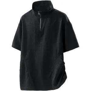 Men’s short-sleeve golf pullover windbreaker, waterproof and windproof, quarter-zip high neck, suitable for fishing