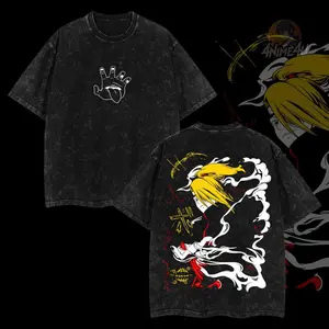 Retro Vintage Limited Edition Deidara Washed Unisex Anime Clothes Cotton Oversized Vintage Washed T-Shirt, Heavyweight Cotton Shirt, Regular Comfort Fabric