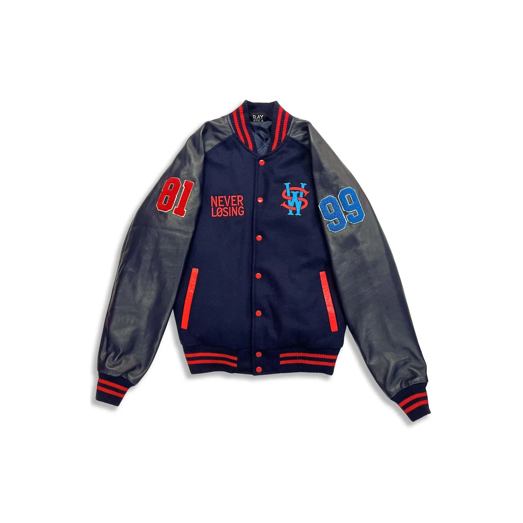 Stay Winning Navy Blue Bubbas Varsity Jacket