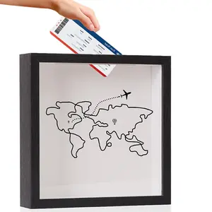 Modern Square Postcard Storage Box, Souvenir Display Case, Home Decor Photo Frame, Travel Memory Keepsake Holder, Home Decoration