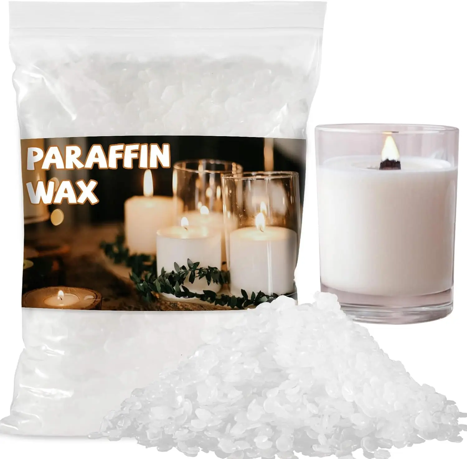 430g Pellet-Shape White Paraffin Wax Beads, DIY Candle Making Supplies for Crafting & Waterproofing, Candle Maker Gifts