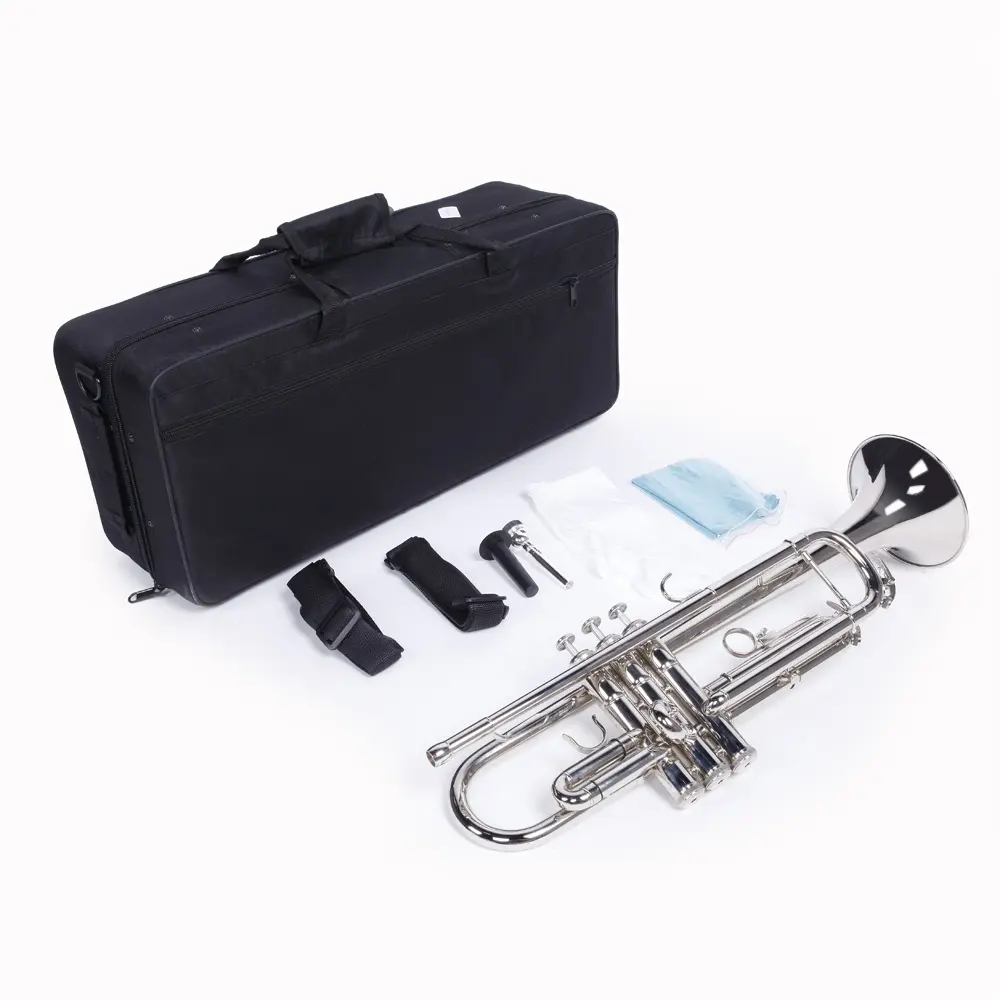 Beginner Bb (B Flat) Brass Trumpet for Students by Flower Dance - 7C Mouthpiece, 4.88-in Bell Mouth, Cupronickel Double Discharge Valve, 21.46-in Length, 2.4 lbs Weight, White Gloves, Hard Case, 20.8x8.6x5.9 in Dimensions