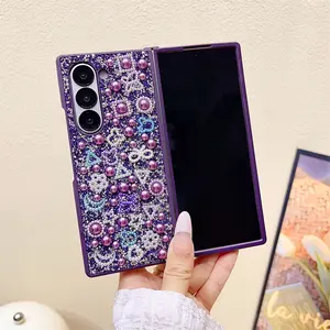 Luxury Pearl Phone Case for Samsung Galaxy Z Fold7/6/5/4/3, Anti-Slip Shockproof Cover, High-End Sparkling Design, Protective Mobile Accessory