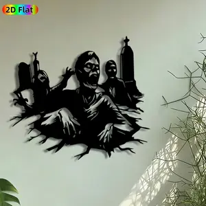 1pc Zombie Horde Metal Wall Art, Undead Apocalypse Statue Mural, Intricate Craftsmanship, Artistic Metalwork, Perfect for Halloween, Housewarming Decor, Perfect for Living Room Game Room Studio Decor, Ideal Gift for Horror Enthusiasts.