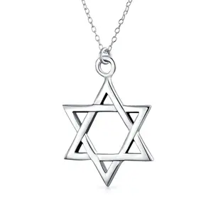 Classic Star of David Pendant Necklace Sterling Silver