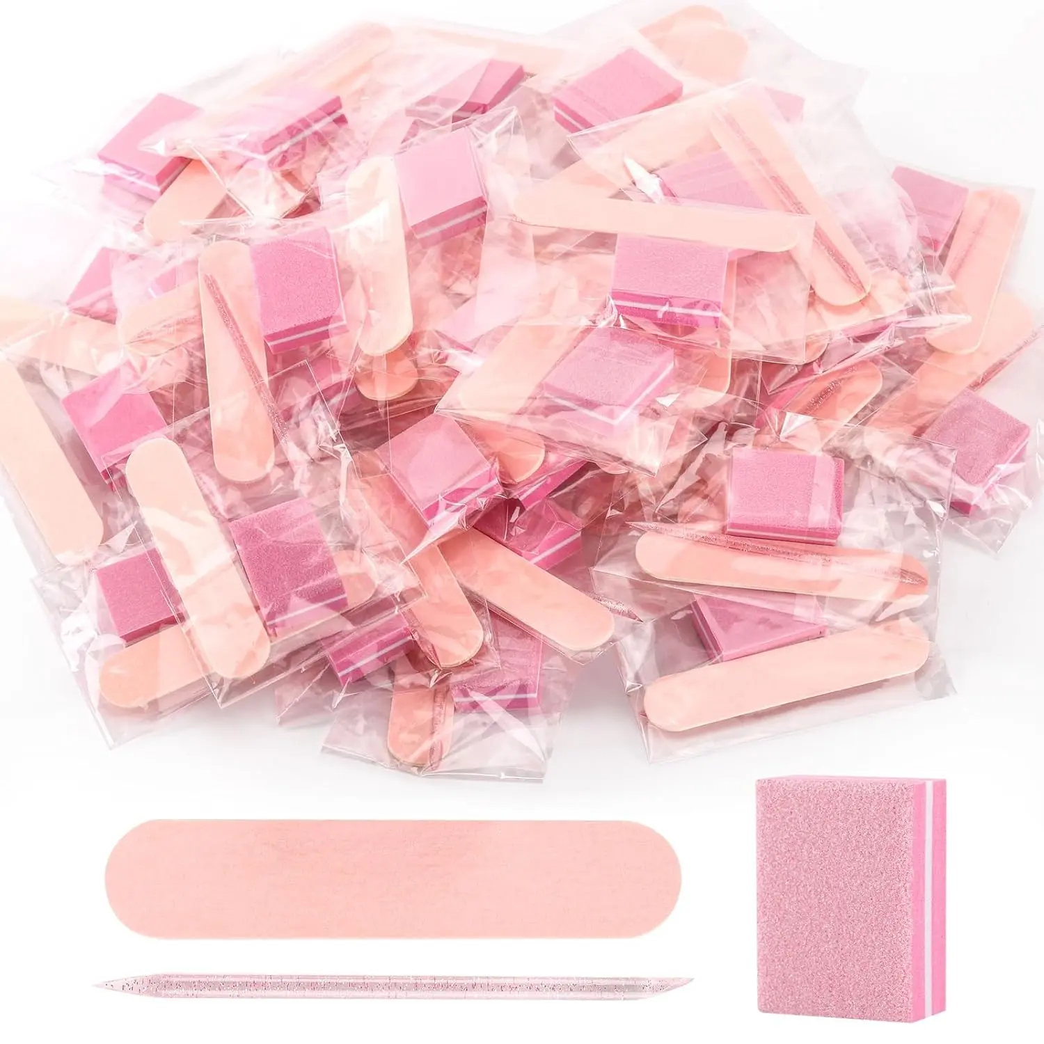 40 Sets Professional Manicure Press On Nail Tool Kit, Pink Disposable Manicure Nail Supplies kit with Mini Nail File,Mini Nail Buffer,Nail Stick - Home Improvement.