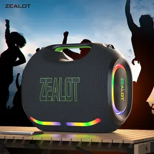 120W【ZEALOT】Portable wireless speaker , Bluetooth high fidelity sound and audio, RGB ambient light, outdoor IPX6 waterproof, 24000mAh long battery life, supports TWS pairing/USB/TF/AUX/BT smartphones. Ideal choice for family/car/party/camping/gift givin