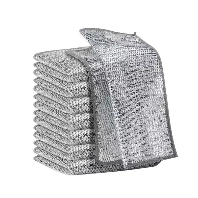 10-Count Polyester Dishwashing Cloths, Double-Layer Durable Non-Scratch Reusable Clean Cloths for Kitchen Sinks, Pans, Wet/Dry Home Cleaning Supplies