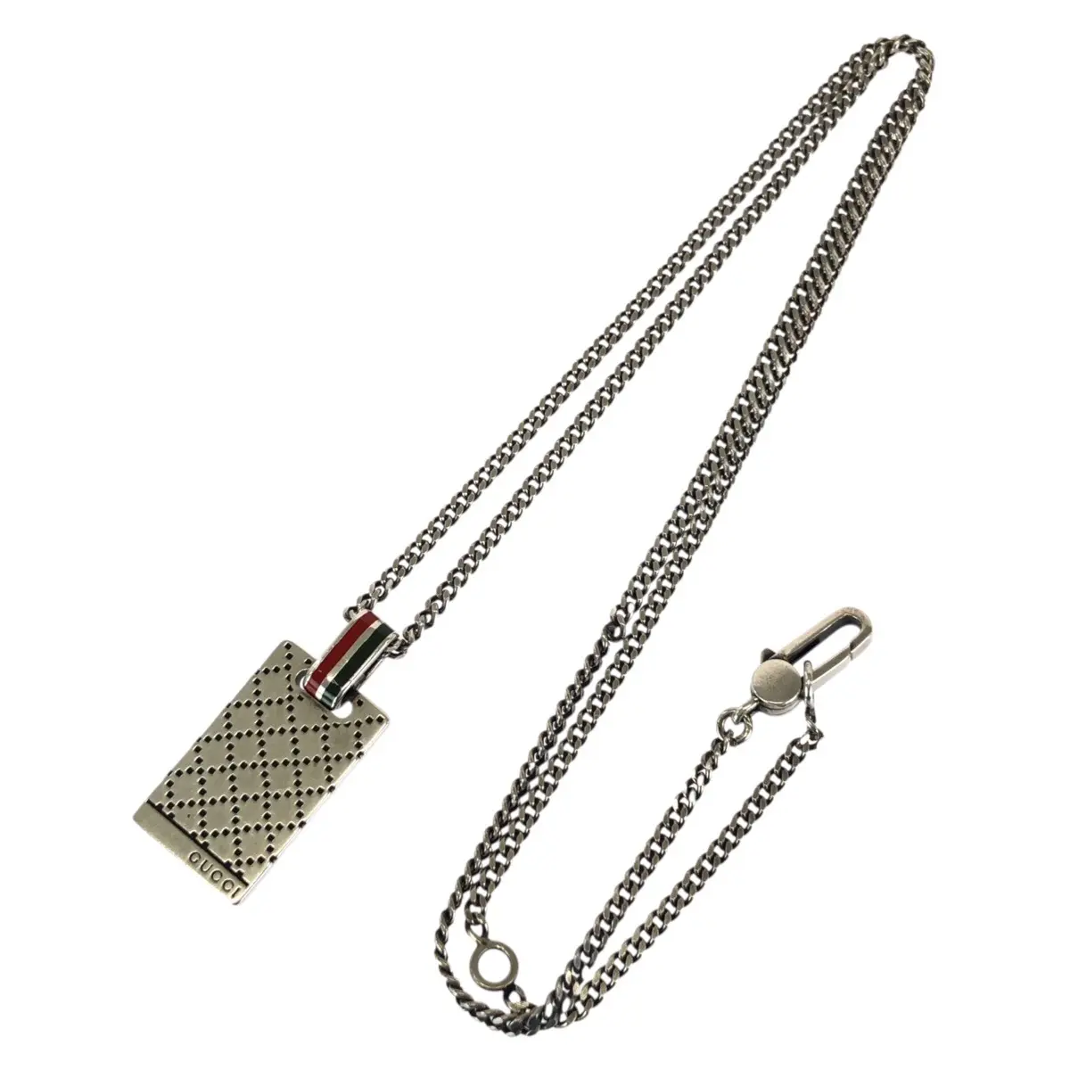 Pre-owned GUCCI Sterling Silver 925 (Ag925) Small Leather Goods Diamante Silver 925 Necklace
