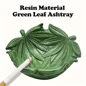 1pc Green Leaf Design Plant Style Resin Ashtray - Simple Leaf Pattern, Perfect for Home Bars And Parties, Ideal Collectible for Christmas, Halloween, Easter, Hanukkah, And Thanksgiving.