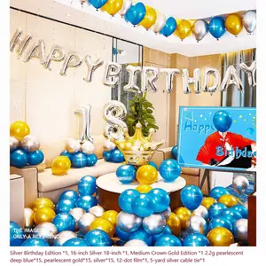 Trendy Birthday Decoration Scene Setup Aluminum Foil Balloon Set, Boy Girl Child Birthday Theme Balloon Background Wall, No Card Paper Included