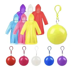 4 Pcs Multi-Color Waterproof Emergency Adult Rain Ponchos with Keychain Ball, Lightweight, Ideal for Camping, Outdoor Activities, Rainy Days