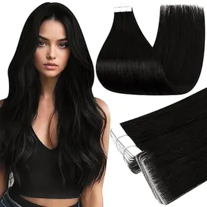 Full Shine Injection Tape in Extensions Real Human Hair 12-24 Inch 20 Pcs 50G Long Straight Hair