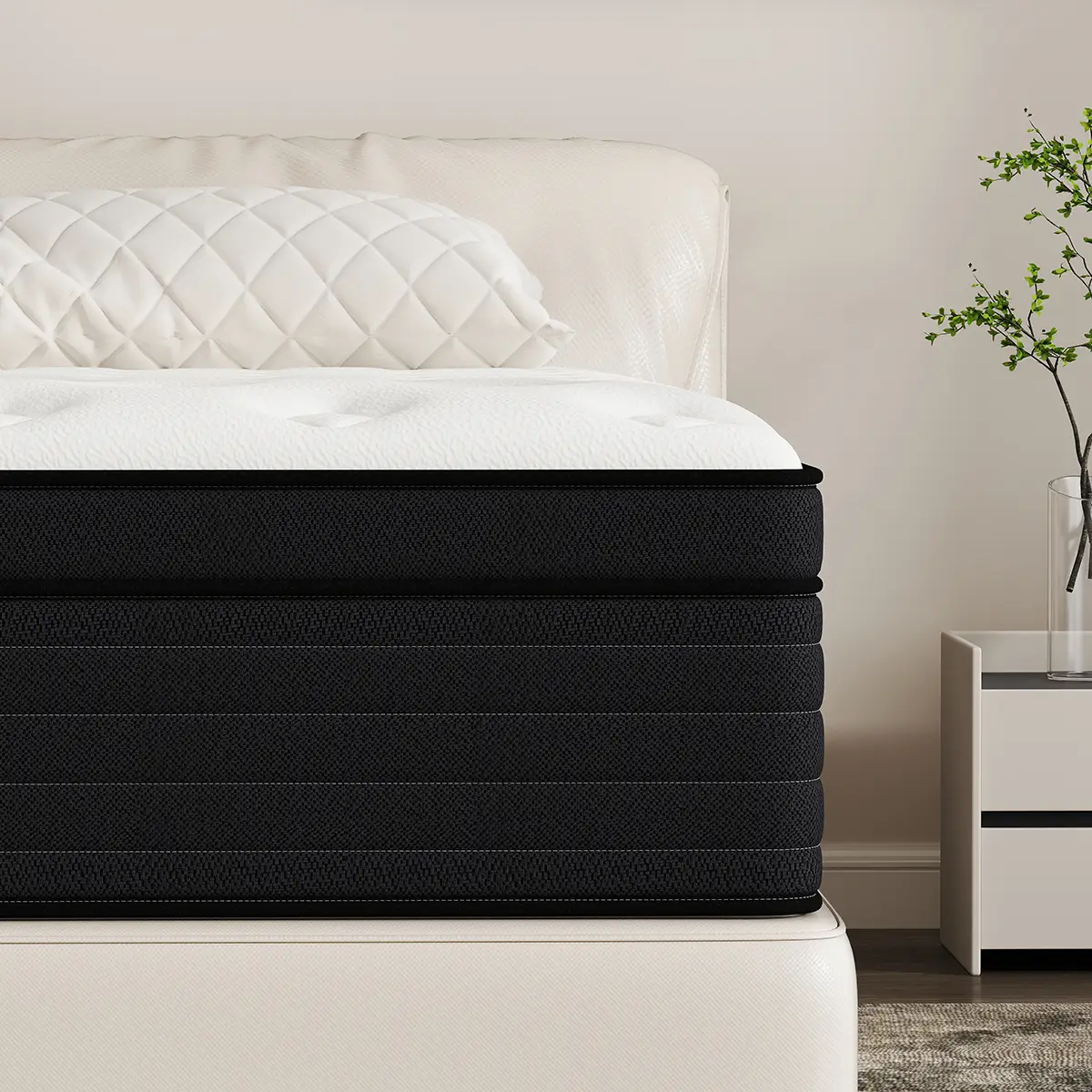 KORLOVY 10/ 12/ 14 Inch Memory Foam Mattresses Twin Full Queen King Size Hybrid Pocket Spring Medium Firm Mattress In A Box New Favorite for a Luxurio