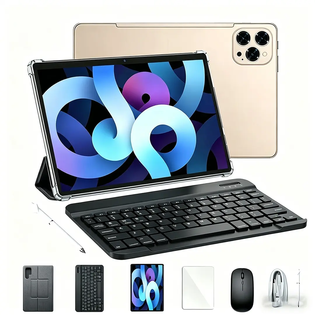 2026 Ultra-Thin Android Tablet Kit, 10.1 Inch Touchscreen, 4GB+32GB Expandable Storage, 1tb Expansion, Keyboard, Case, Stylus, Screen Protector, Tablet with Keyboard
