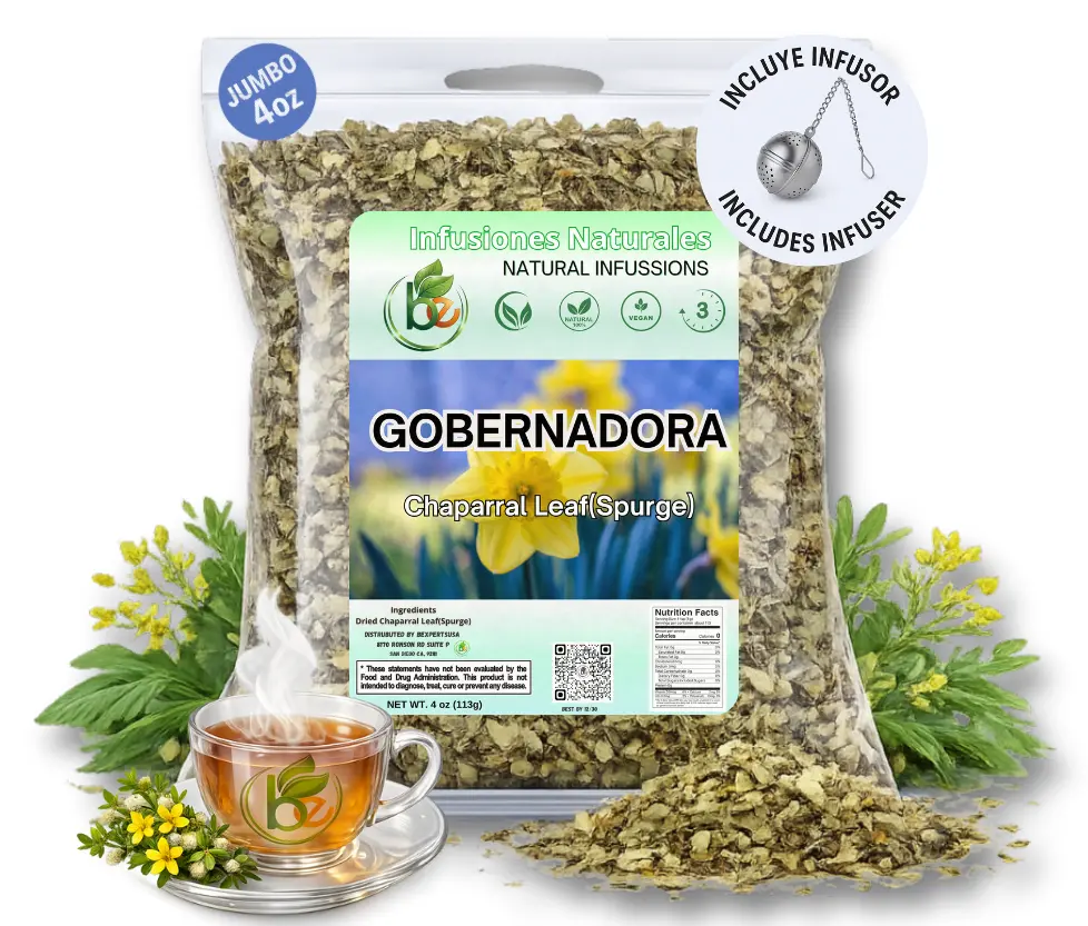 VIRAL Gobernadora Tea (Chaparral Leaf) – 4 oz Loose Leaf Herbal Tea – 100% Natural, Vegan, Caffeine-Free – Traditional Herb for Wellness – Includes Stainless Steel Tea Infuser Ball