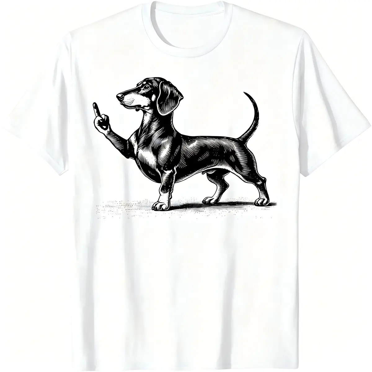 Black Dachshund With Middle Finger T-Shirt